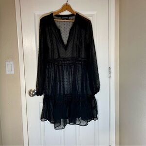 Context for Lord and Taylor Sheer Black Long Sleeve Dress w/ V-Neck whimsigoth